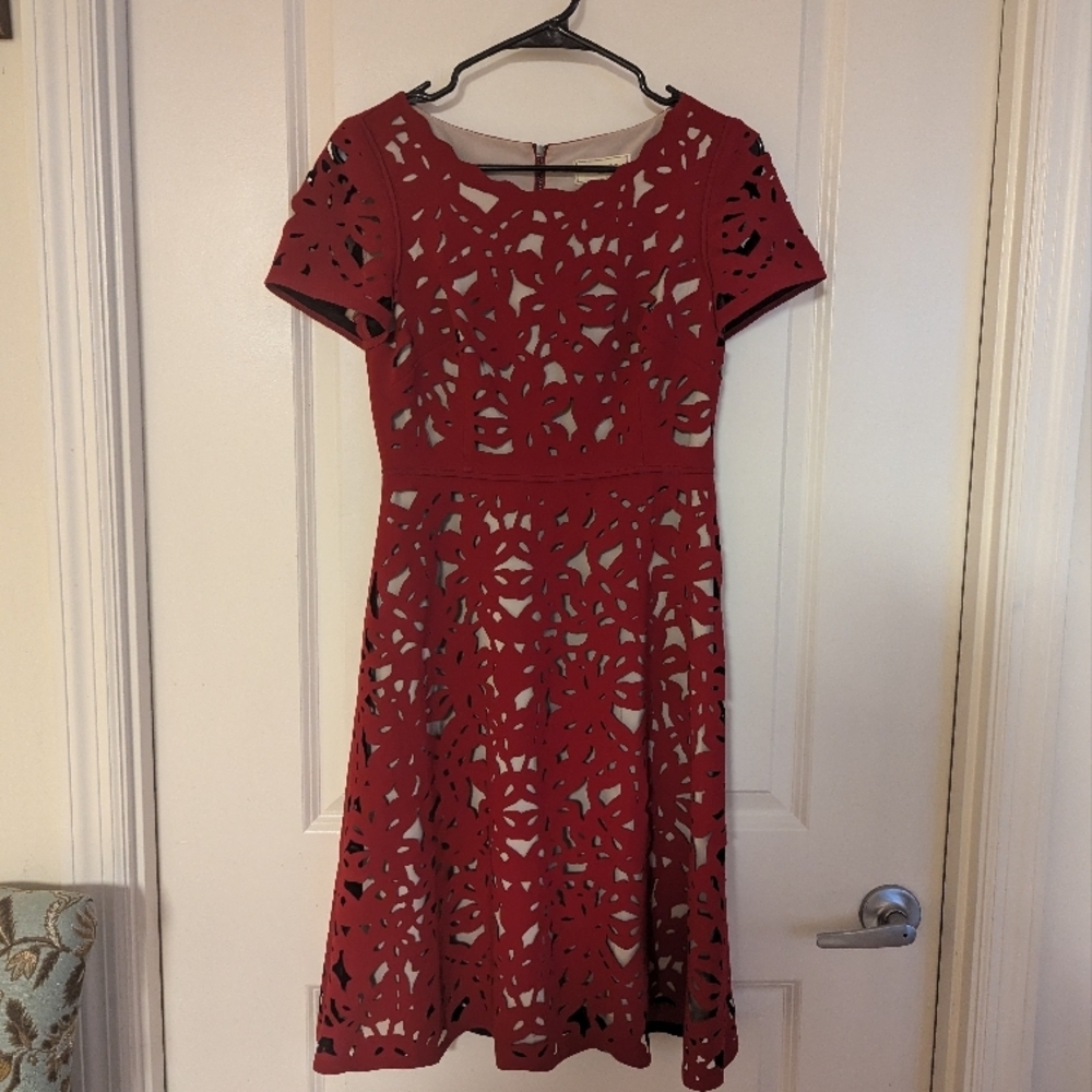 Elegant Anthropologie Red Lace Dress